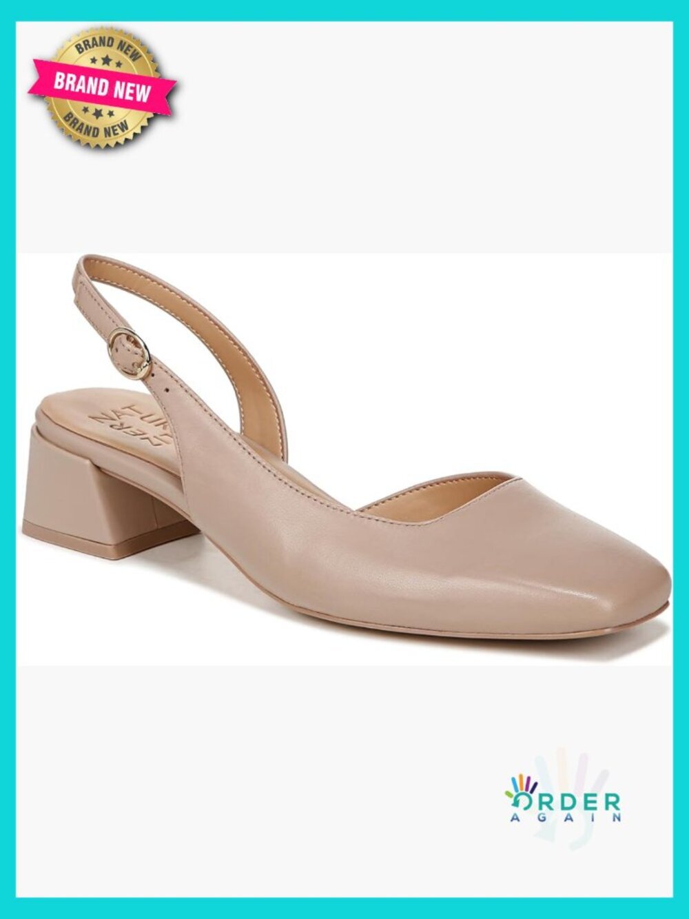 Slingback Dress Shoes with Block Heel Square Toe Adjustable Buckle Chunky Heel